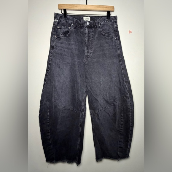 Citizens of Humanity Horseshoe Denim Black Barrel Jean Cropped Organic Cotton 30 - Picture 4 of 15